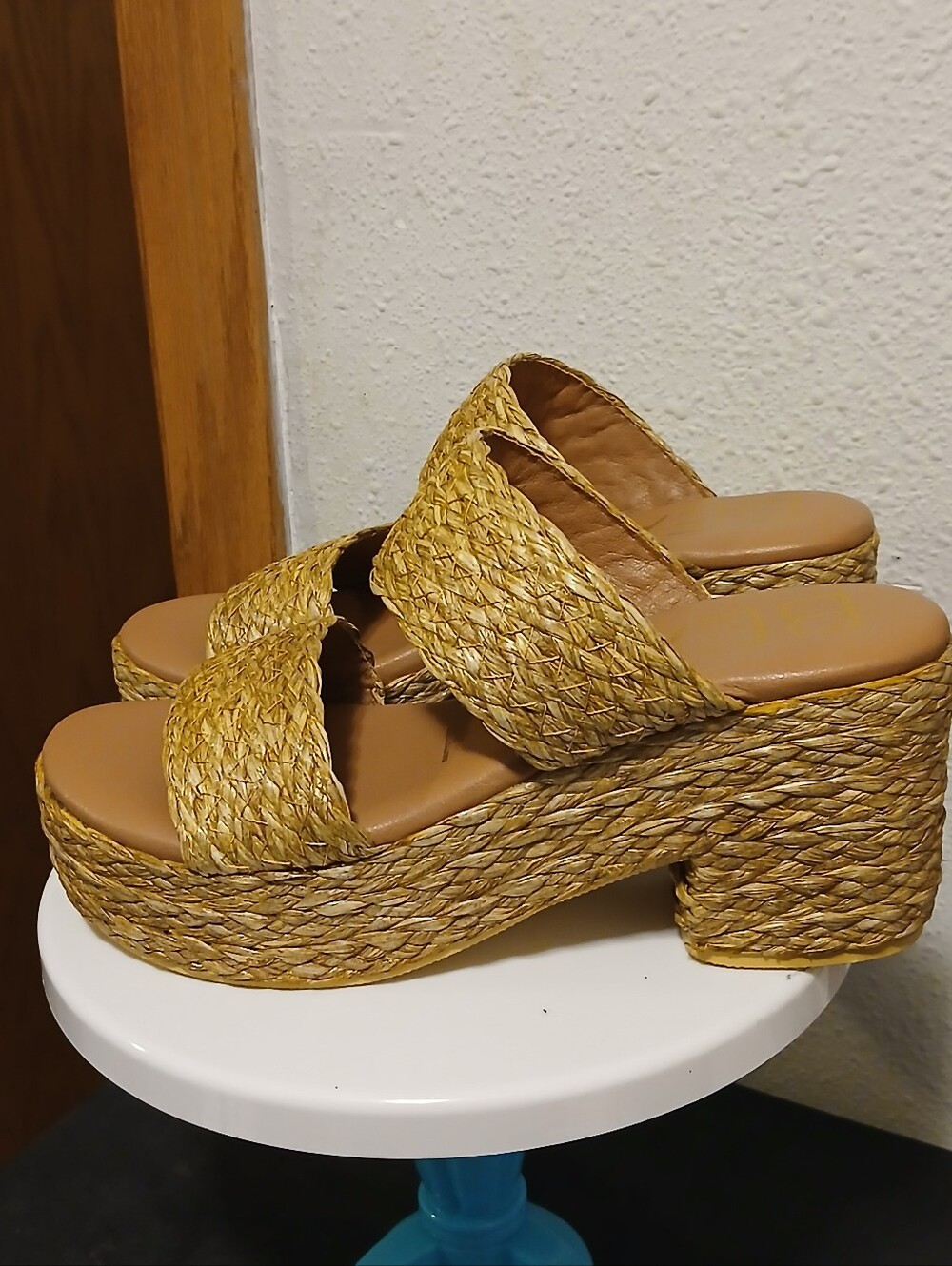 Beach by Matisse Ocean Ave Raffia Platform Sandal Natural Beige Size 6M